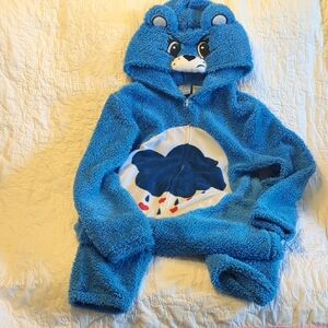 Adult Care Bears Blue Fuzzy Onesie (Small)